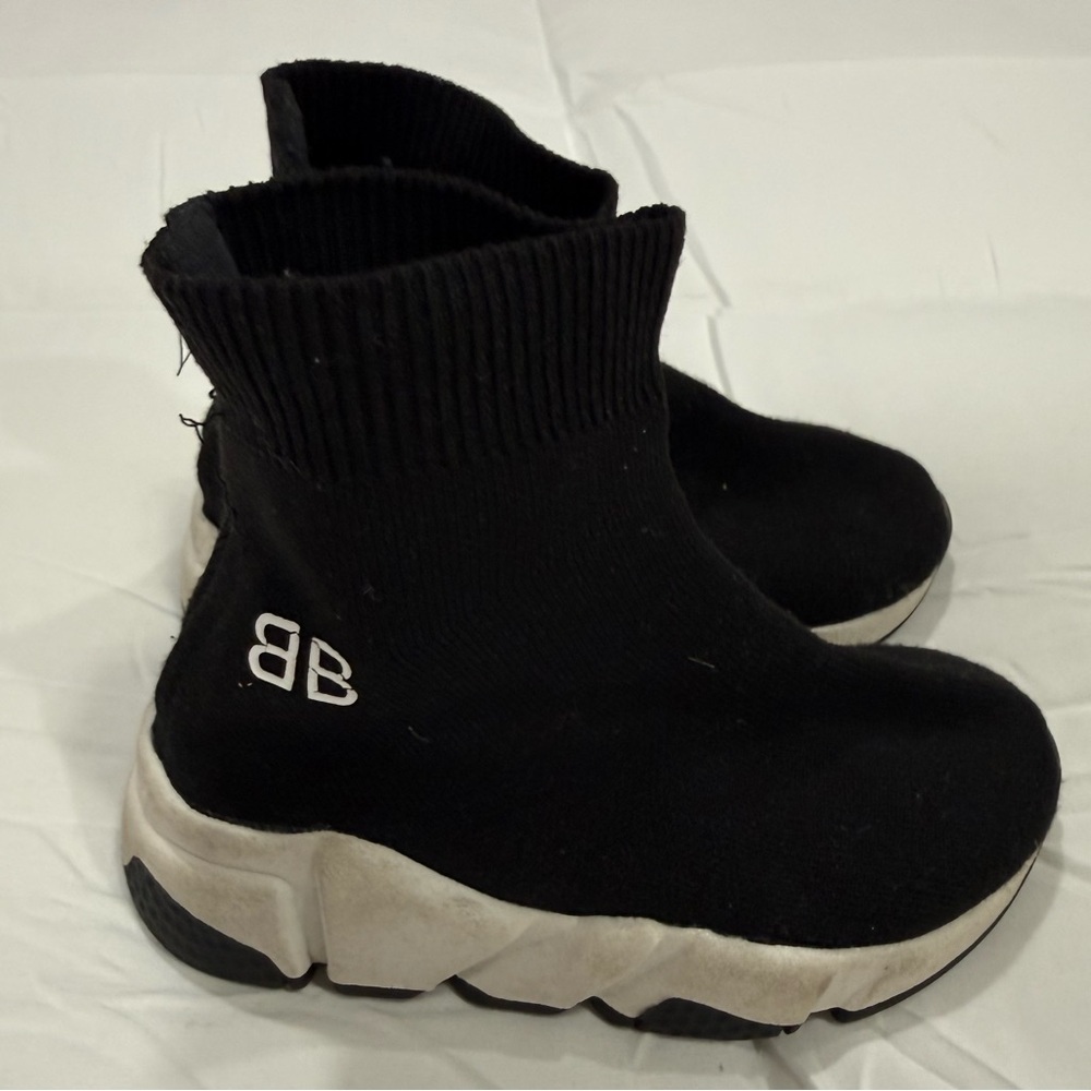 Balenciaga Black and White Knit Sneakers